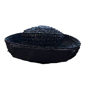 Vintage - Ladies Union Made Navy Blue Straw Hat
